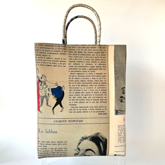 Bottega Veneta Small The Newspaper Leather Shopper Bag - Picture 1 of 16